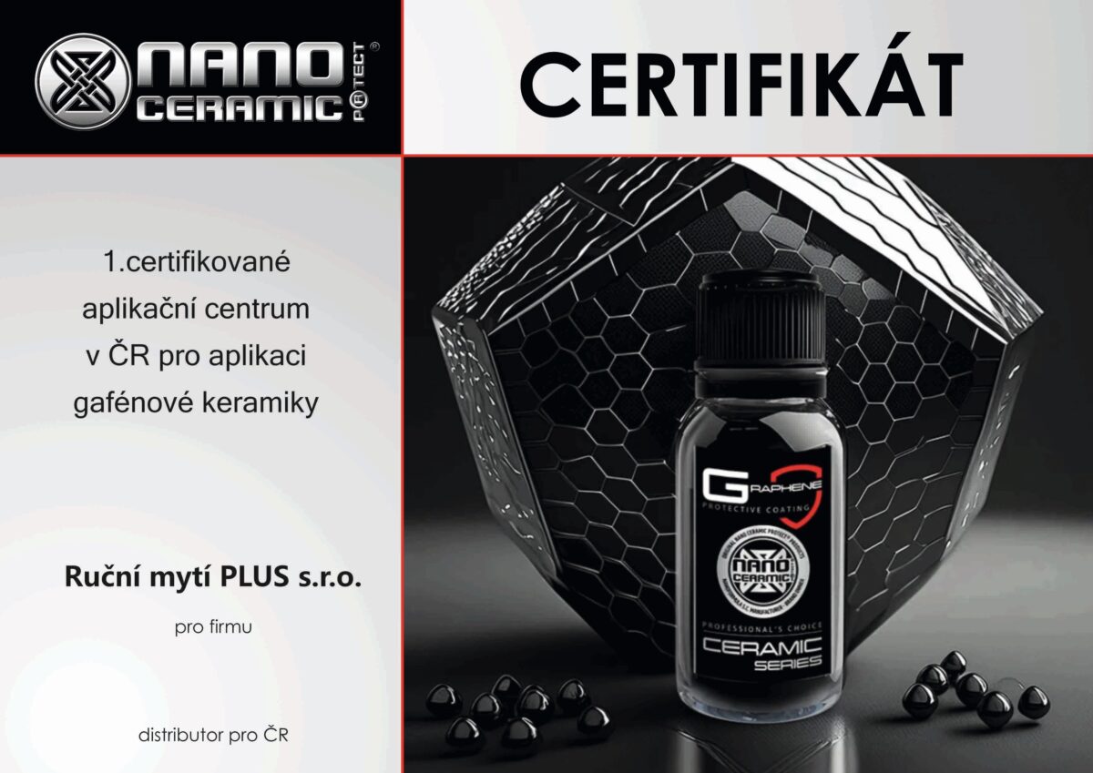 Certifikát 1.společnost v ČR Ruční mytí Plus